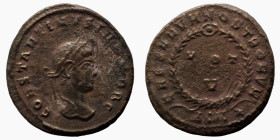 Constantinus I. (320-321 AD). Follis. (19mm, 3,33g) Antioch. Obv: CONSTANTINVS IVN NOB C. laureate bust of Constantinus right. Rev: CAESARVM NOSTRORVM...