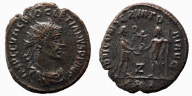 Diocletian. (285 AD). Æ Antoninian. (20mm, 3,65g) Antioch. Obv: IMP C C VAL DIOCLETIANVS P F AVG. radiate cuirassed bust of Diocletian right. Rev: IOV...