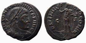 Constantinus I. (307-337 AD). Follis. (18mm, 2,09g) Antioch. Obv: CONSTANTINVS AVG. laureate bust of Constantinus left. Rev: SOL INVICTO COMITI. Sol s...