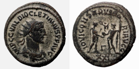 Diocletian. (285 AD). Æ Antoninian. (22mm, 3,92g) Antioch. Obv: IMP C C VAL DIOCLETIANVS P F AVG. radiate cuirassed bust of Diocletian right. Rev: IOV...