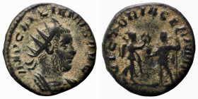 Gallienus. (256-257 AD) Æ Antoninian. (19mm, 3,45g) Antioch. Obv: IMP GALLIENVS AVG. cuirassed bust of Gallienus right. Rev: VICTORIA GERMAN. emperor ...