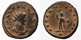 Gallienus. (253-268 AD) Æ Antoninian. (21mm, 3,36g) Antioch. Obv: GALLIENVS AVG. cuirassed bust of Gallienus right. Rev: AETERNITAS AVG. Sol standing ...