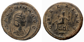 Salonia. (265 AD) Æ Antoninian. (20mm, 4,39g) Antioch. Obv: SALONIA AVG. draped bust of Salonia right. Rev: CERERI AVG. Ceres seated left holding corn...