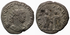 Gallienus. (255-256 AD). AR Antoninian. (21mm, 1,95g) Antioch. Obv: IMP C P LIC GALLIENVS P F AVG. radiate and cuirassed bust of Gallienus right. Rev:...