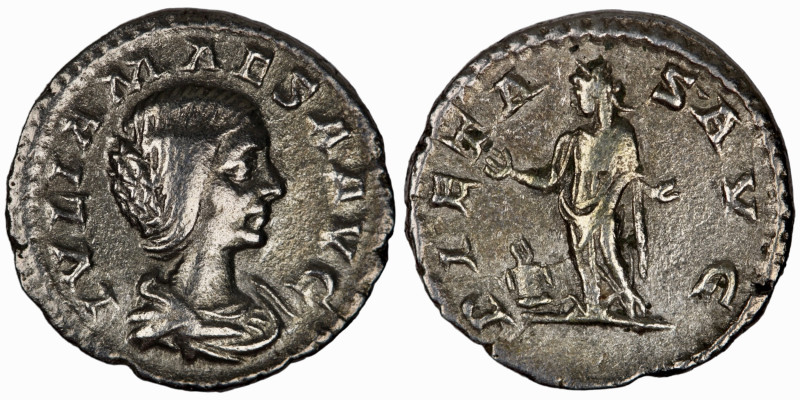 Julia Maesa. (218-222 AD). Denar. (18mm, 2,54g). Rome. Obv: IVLIA MAESA AVG. dra...