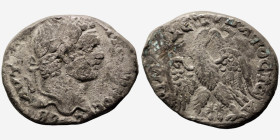 Caracalla. (215-217 AD). Billon Tetradrachm. (22mm, 12,52g) Antioch. Obv: laureate bust of Caracalla right. Rev: eagle spreading wings standing left h...