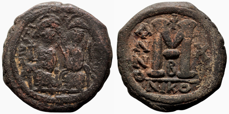 Justin II. and Sophia. (565-578 AD). Follis. (29mm, 15,89g) Nicomedia. Obv: Just...