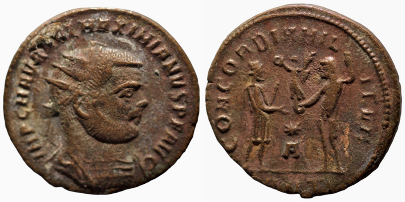 Maximianus. (285-295 AD). Æ Antoninian. (19mm, 3,11g) Antioch. Obv: IMP CMA MAXI...