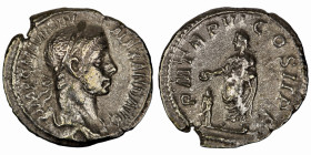 Severus Alexander. (227 AD). Denar. (18mm, 2,43g) Rome. Obv: IMP C M SEV ALEXAND AVG. laureate bust of Severus Alexander right. Rev: P M TRP VI COS II...