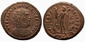 Licinius I. (317-320 AD). Follis. (20mm, 2,83g) Heraclea. Obv: IMP C VAL LICIN LICINIVS PF AVG. cuirassed bust of Licinius right. Rev: IOVI CONSERVATO...