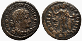 Constantinus I. (307-337 AD). Follis. (19mm, 3,86g) Antioch. Obv: CONSTANTINVS AVG. laureate bust of Constantinus left. Rev: SOL INVICTO COMITI. Sol s...