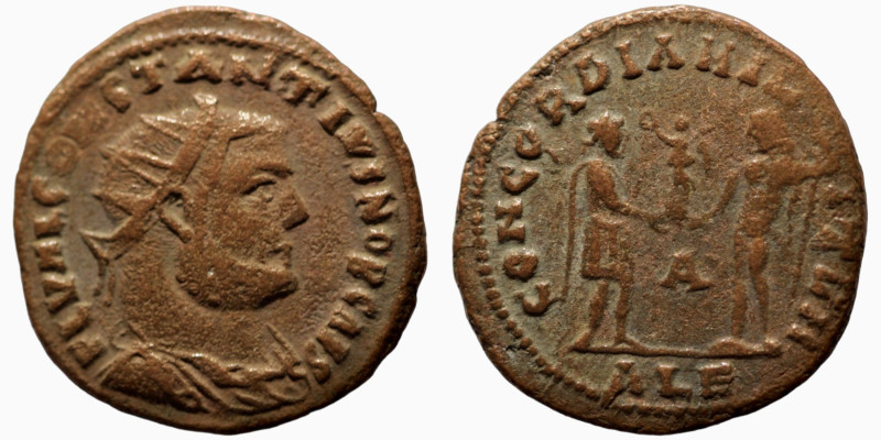 Constantinus I. Chlorus. (293-305 AD). Æ Antoninian. (20mm, 3,02g) Antioch. Obv:...