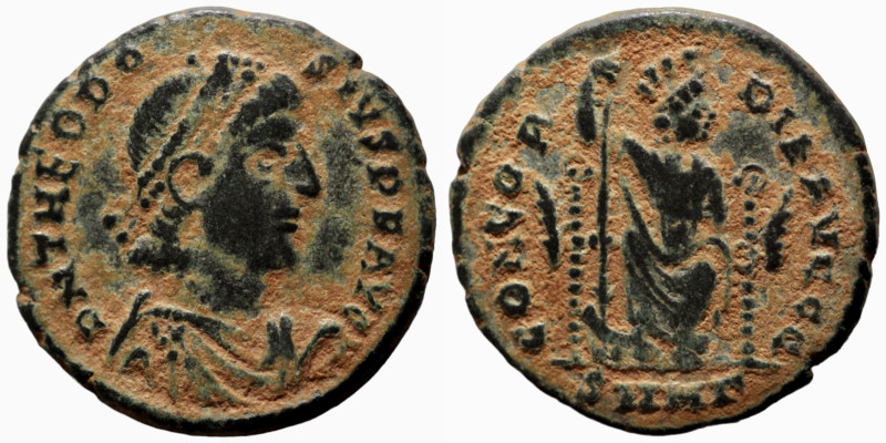 Theodosius I. (378-383 AD). Æ Follis. (18mm, 2,58g) Nicomedia. Obv: D N THEODOSI...