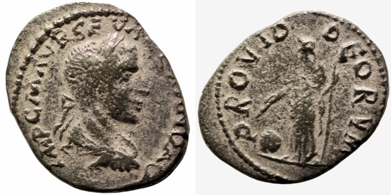 Severus Alexander. (222-235 AD). Denar. contemporary forgery. (18mm, 2,42). Obv:...