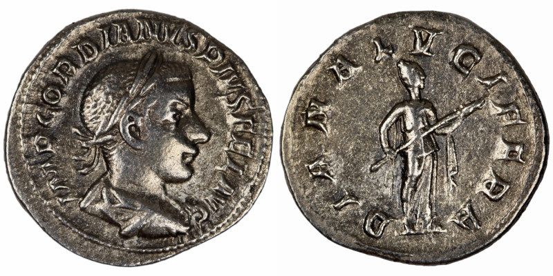 Gordian III. (241 AD). Denar. (19mm, 2,93g). Rome. Obv: IMP GORDIANVS PIVS FEL A...