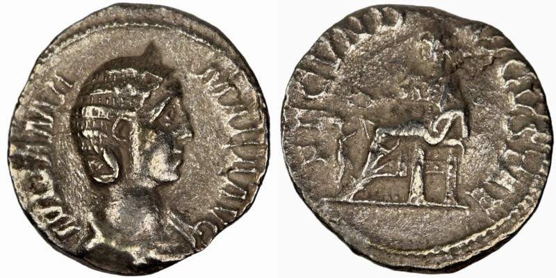 Julia Mamaea. (232 AD). Denar. (18mm, 2,57g). Rome. Obv: IVLIA MAMAEA AVG. drape...