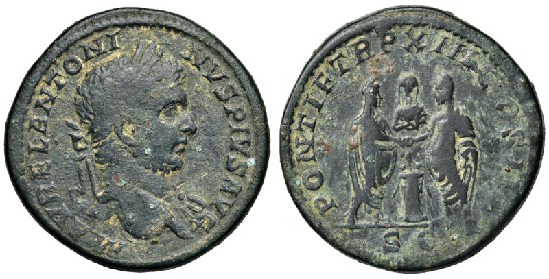 Caracalla (211-217) Sesterzio - Testa laureata a d. - R/ Scena sacrificale - RIC...