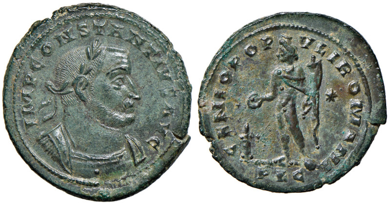 Costanzo I (305-306) Follis (Lugdunum) - Busto laureato e corazzato a d. - R/ Ge...