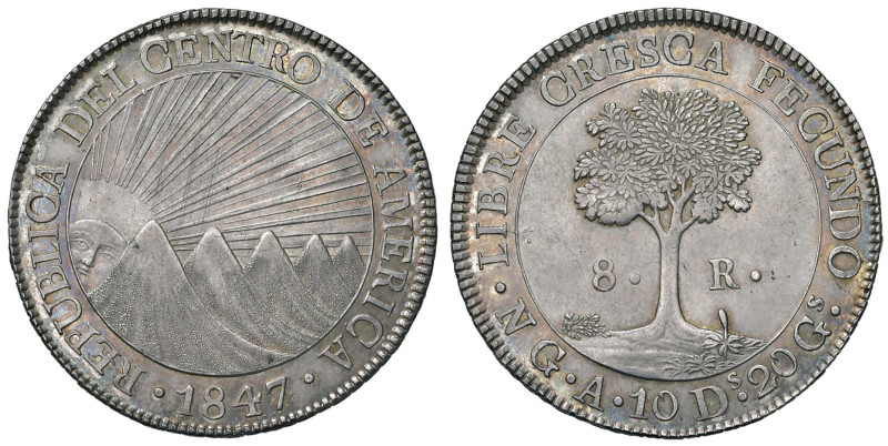 GUATEMALA 8 Reales 1847 NG - KM4 AG (g 27,03) Straordinaria patina di vecchia co...