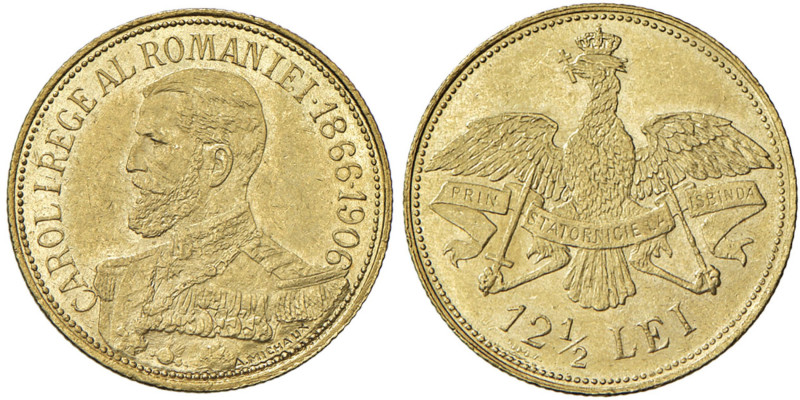 ROMANIA Carol I (1881-1914) 12 1/2 Lei 1906 - KM 36 AU (g 4.00) R
SPL+
