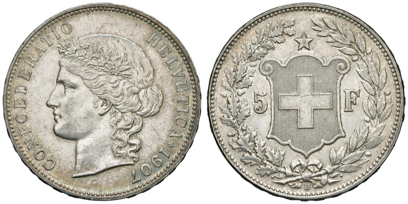 SVIZZERA Confederazione - 5 Franchi 1907 - AG (g 25,00)
qFDC