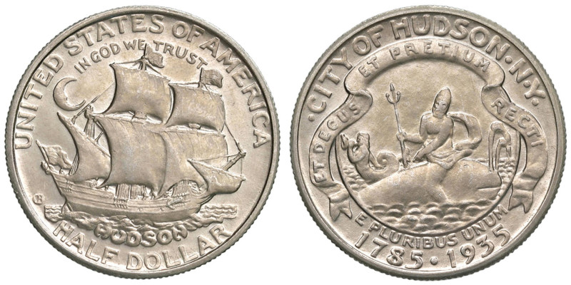 USA Mezzo dollaro 1935 - KM 170 AG (g 12,44) Sesquicentenario della città di Hud...