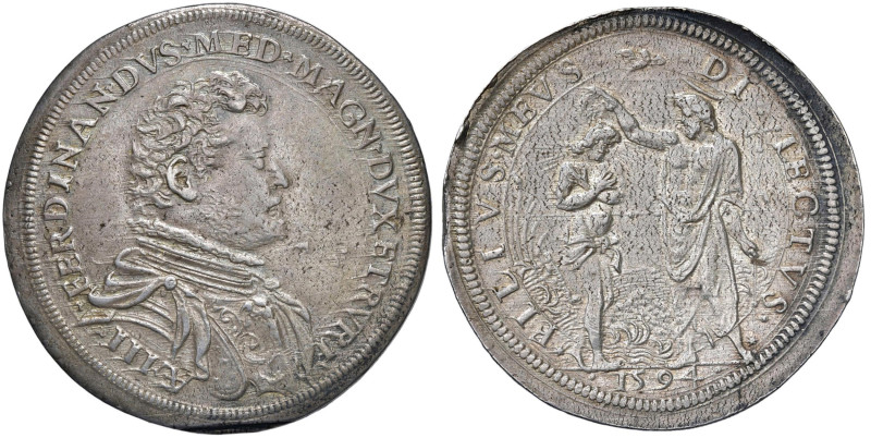 FIRENZE Ferdinando I (1587-1609) Piastra 1594 - MIR 224/7 AG (g 32,70) Ottimo es...