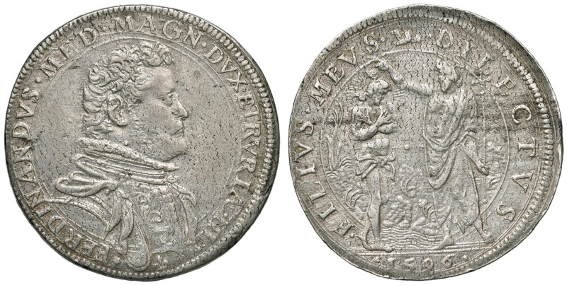 FIRENZE Ferdinando I (1587-1609) Piastra 1596 - MIR 224/9 AG (g 32,55) Lievi hai...