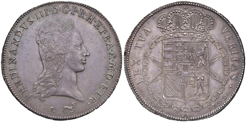 FIRENZE Ferdinando III (1790-1801) Francescone 1799 variante ETR. - MIR 405/8 AG...