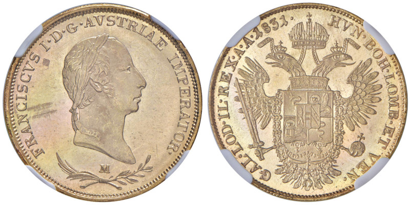 MILANO Francesco I (1815-1835) Sovrana 1831 - MIR 500/10 AU In slab NGC MS 63 co...