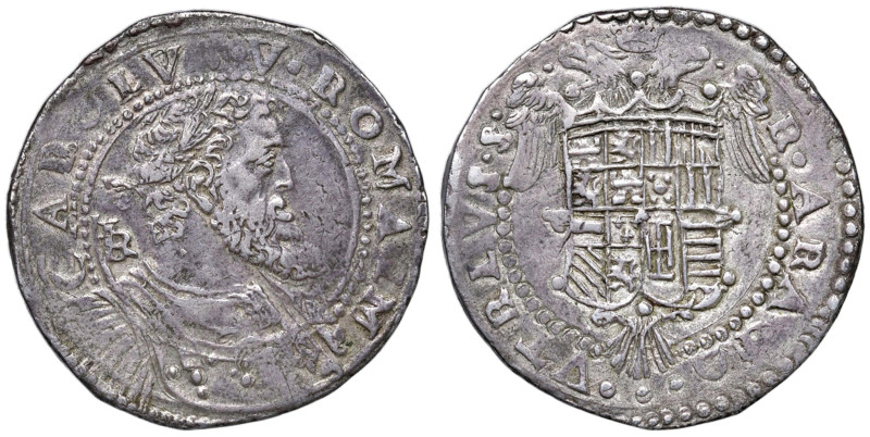 NAPOLI Carlo V (1516-1556) Mezzo ducato sigla IBR - cfr. Magliocca 31 AG (g 14,8...