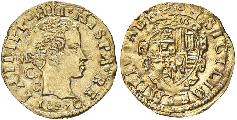 NAPOLI Filippo IV (1621-1665) Scudo 1627 M/C/C - Magliocca 7 var. di contrassegn...