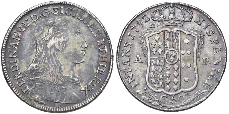 NAPOLI Ferdinando IV (1759-1799) Mezza piastra 1792 - Nomisma 481 AG (g 13,64) R...