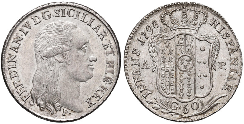 NAPOLI Ferdinando IV (1759-1816) Mezza piastra 1798 - Magliocca 272 AG (g 13,81)...