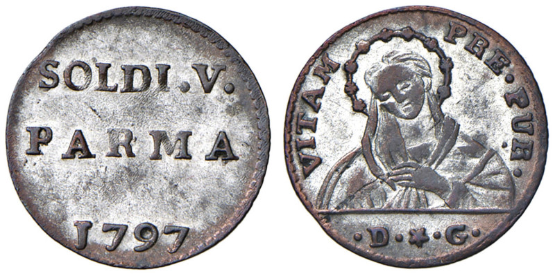 PARMA Ferdinando di Borbone (1765-1802) 5 Soldi 1797 - MIR 1087 MI (g 0,93) Otti...