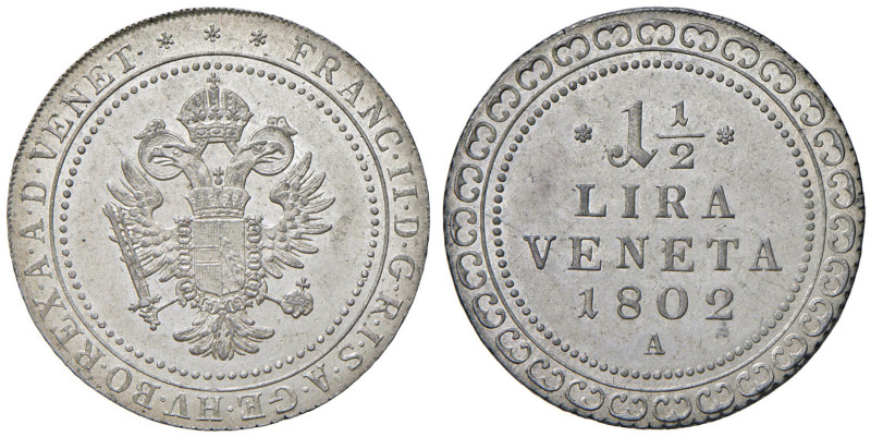 VENEZIA Francesco II (1798-1805) Lira e mezza 1802 A - Pag. 8 MI (g 11,41) Esemp...