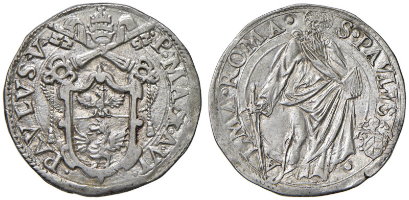 Paolo V (1605-1621) Testone A. VI - cfr. Munt. 39-34 AG (g 9,46) RRR Inedito (?)...