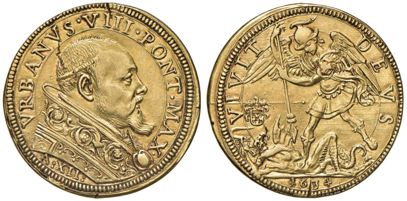 Urbano VIII (1623-1644) Quadrupla 1634 A. XII - Munt. 2 AU (g 13,27) RRRR Una de...