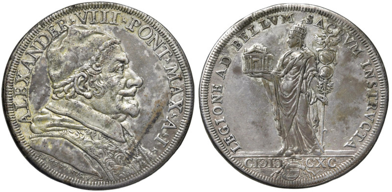 Alessandro VIII (1689-1691) Piastra 1690 A. I - Munt. 11 AG (g 31,60) Depositi. ...