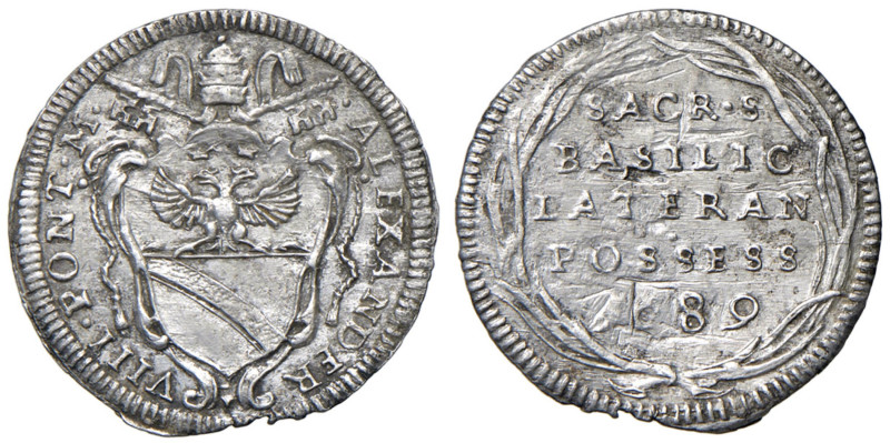 Alessandro VIII (1689-1691) Grosso 1689 A. I del Possesso - Munt. 28 AG (g 1,11)...