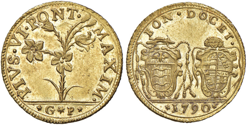 Pio VI (1775-1799) Bologna - Doppia 1790 - Munt. 182 AU (g 5,52) R Esemplare in ...