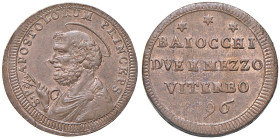 Pio VI (1775-1799) Viterbo - Sampietrino 1796 - Munt. 425 CU Zone di rame rosso. Esemplare di grande qualit, molto raro per questa zecca. Inoltre, è d...