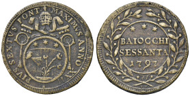 Repubblica romana (1798-1799) 60 Baiocchi 1797 A. XXII - cfr. Munt. 62a; Bruni manca CU (g 19,14) RR Questa emissione da attribuire alla Repubblica ro...