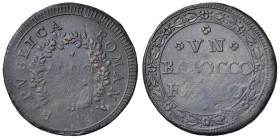 Repubblica romana (1798-1799) Fermo - Baiocco - Bruni 30 CU (g 10,84) RR Debolezze di conio
BB+