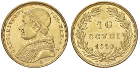 Gregorio XVI (1831-1846) 10 Scudi 1840 A. X - Nomisma 361 AU (g 17,35) RR Piccola abrasione al bordo
SPL+