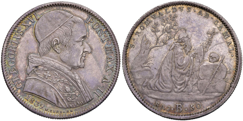 Gregorio XVI (1831-1846) Bologna - 50 Baiocchi 1832 A. II - Nomisma 202 AG (g 13...