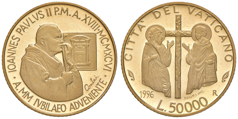 Giovanni Paolo II (1978-2005) 50.000 lire 1996 - KM 356 AU In astuccio originale...