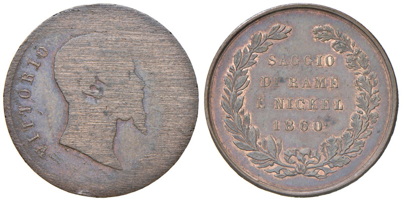 Vittorio Emanuele II (1861-1878) Saggio di rame e nickel 1860 - Luppino PP81; P....