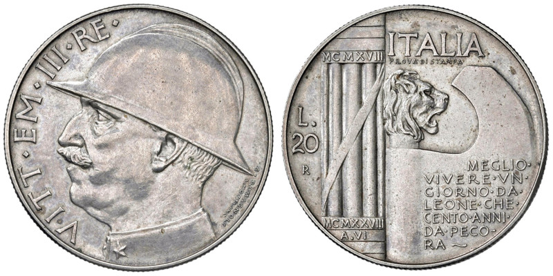 Vittorio Emanuele III (1900-1946) 20 Lire 1928 Elmetto Prova di stampa - Luppino...