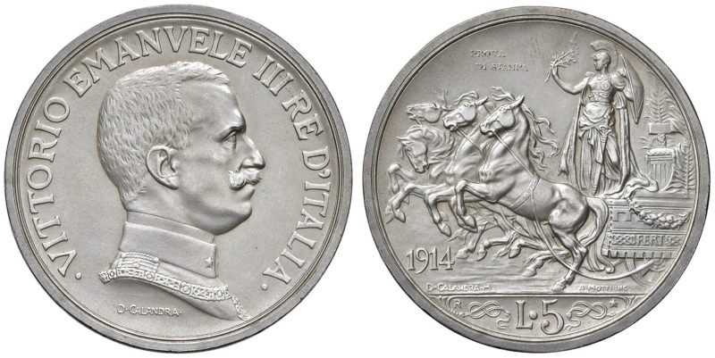 Vittorio Emanuele III (1900-1946) 5 Lire 1914 Prova di Stampa Esperimento di pat...